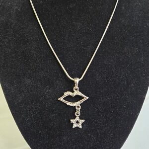 Lip & Star Fashion Necklace, Silver Tone, NK9191K New